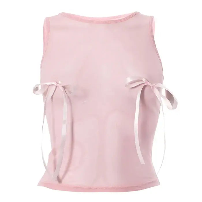 Bow Mesh Crop Top