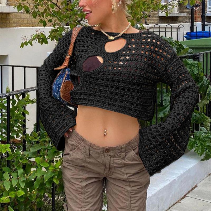 Women's Sunscreen Outer Wear Hollow Knitted Blouse - Darlie Boutique