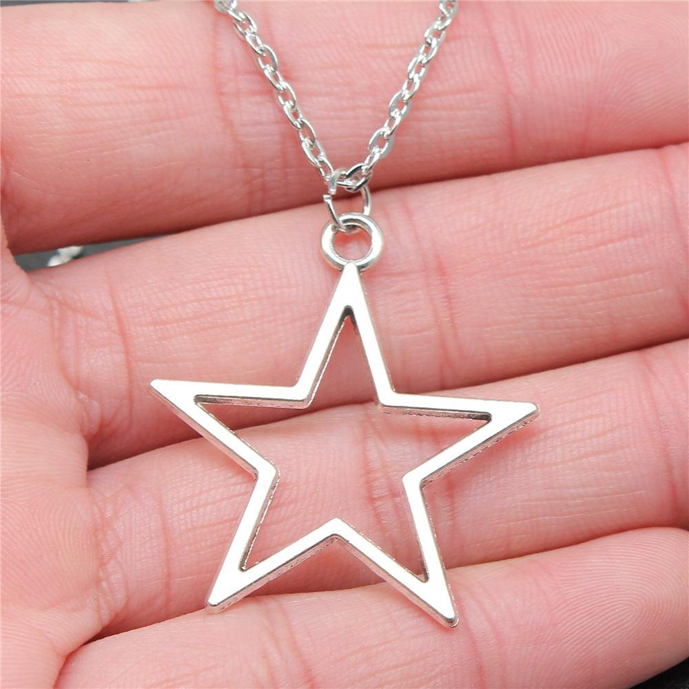 DARB - Silver Pentagram Necklace with Cross Chain for Women - Darlie Boutique