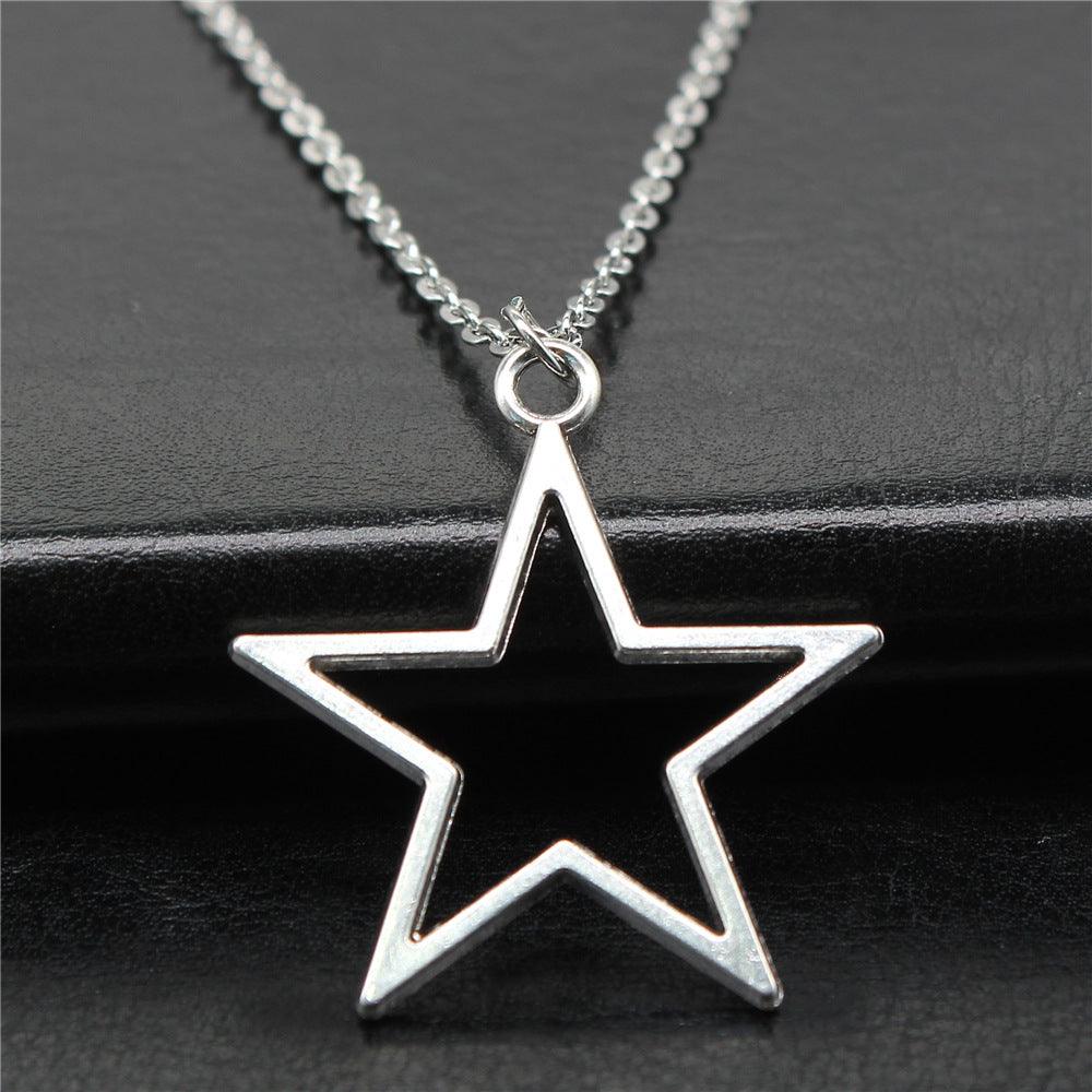 DARB - Silver Pentagram Necklace with Cross Chain for Women - Darlie Boutique